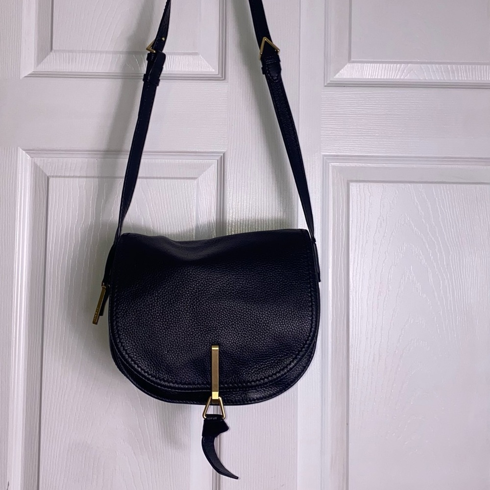 Vera Bradley Black Carson Saddle Bag